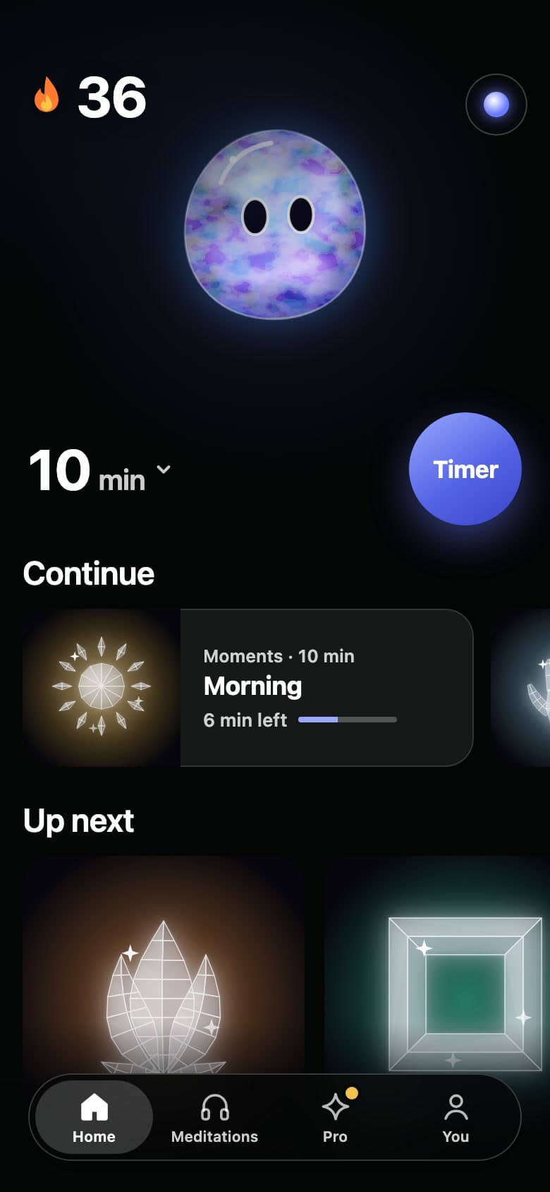 Stillside’s Home: Oro above the 10-minute Timer, a 36-day streak, and a session to continue