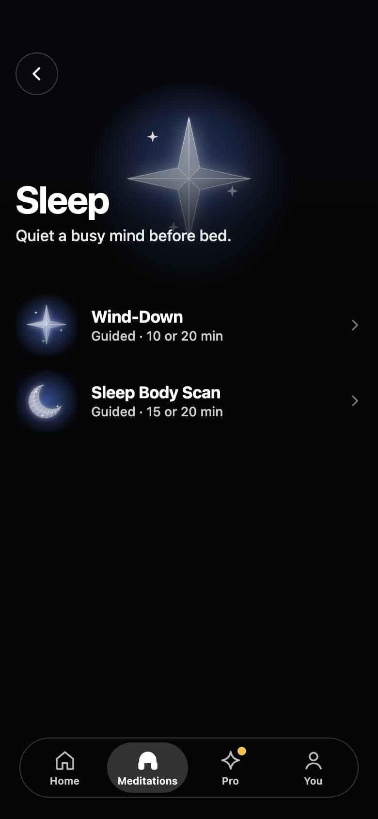 Sleep: a guided Wind-Down and a Sleep Body Scan